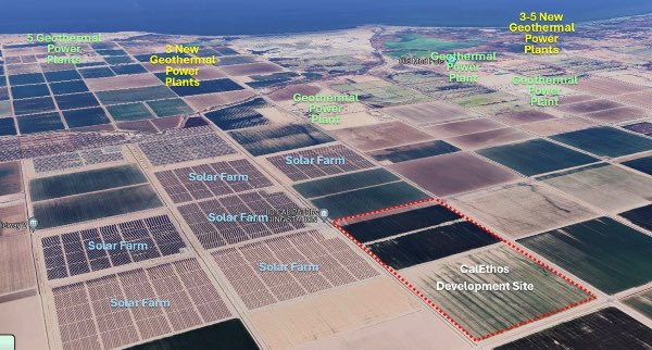 Wide view of the Lithium Valley Campus at the Salton Sea